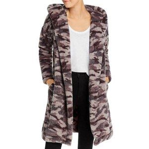 b new york - Women's Cardigan Jacket - Fleece Hooded - Teddy Camo